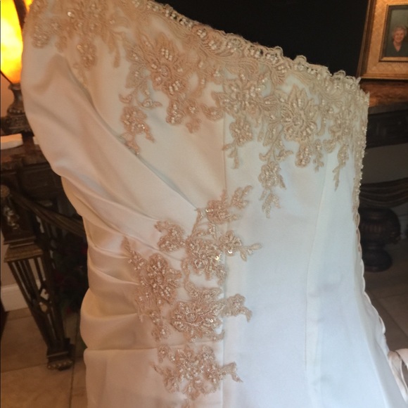 David’s Bridal Ivory & Champagne with lace and sequins 16w - Picture 4 of 13